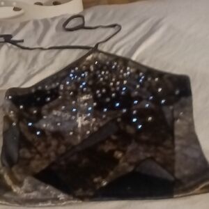 Express Black Sequin Crop Top
